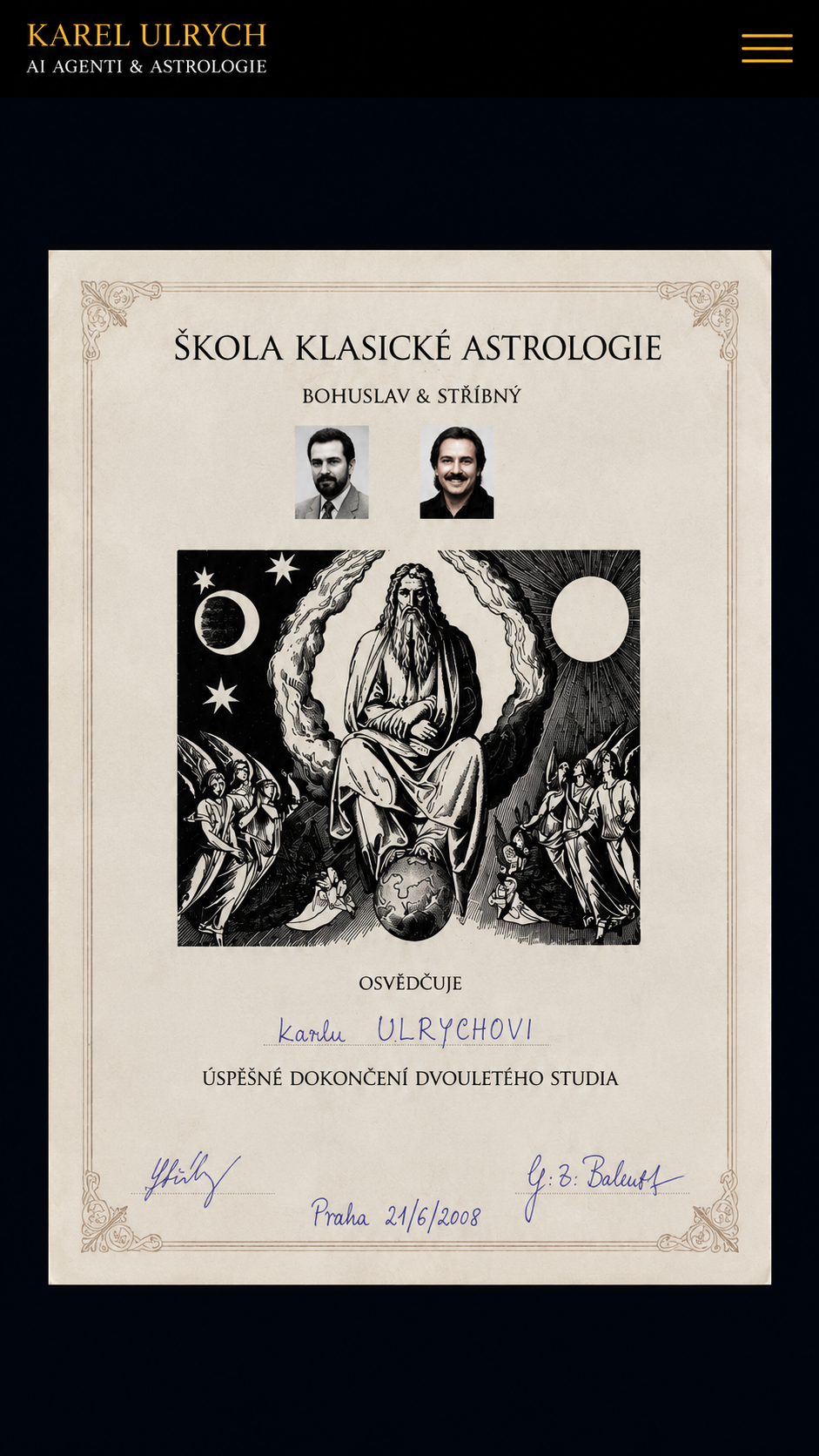 Osvědčení Školy klasické astrologie