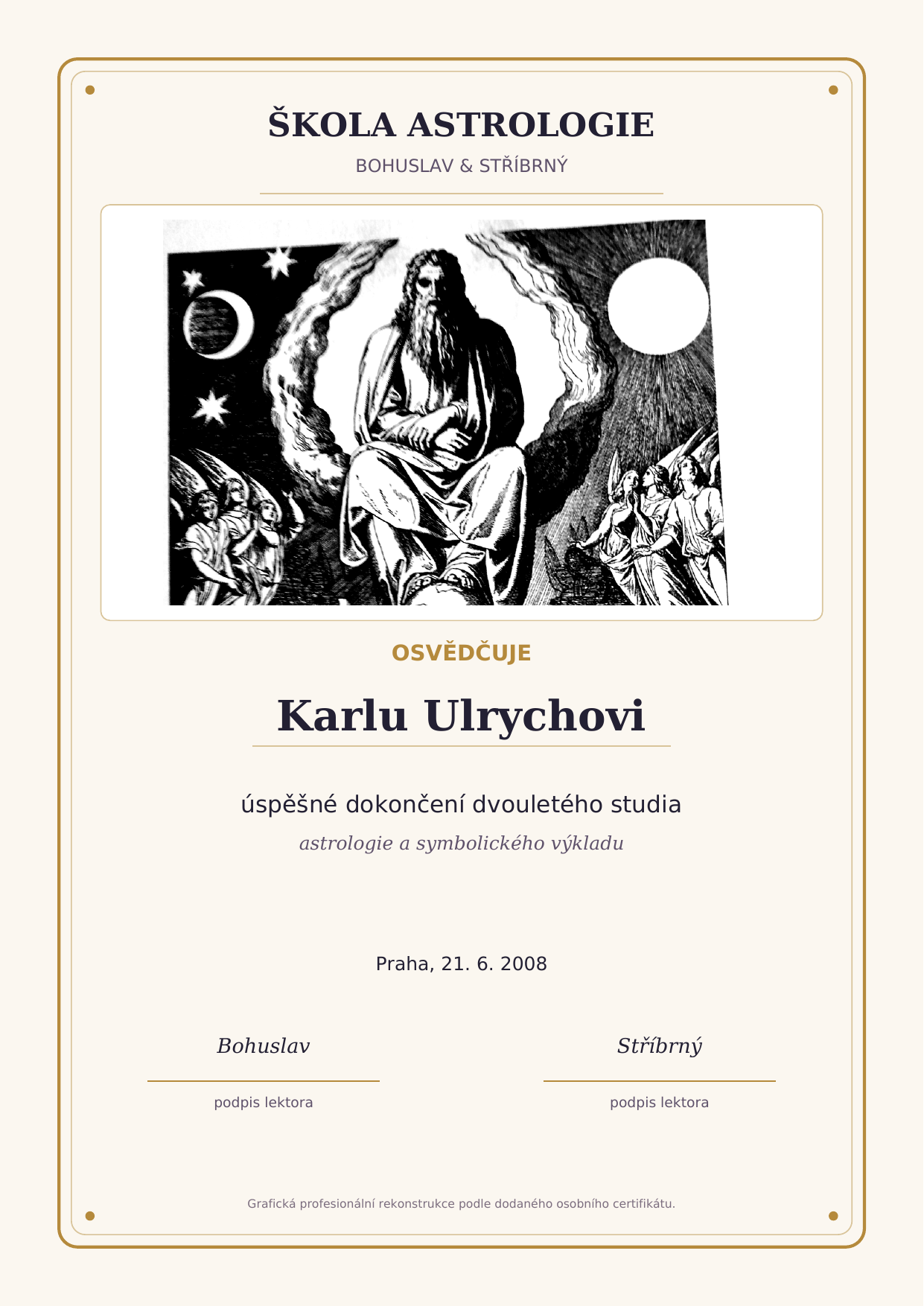 Náhled certifikátu Ing. Karla Ulrycha